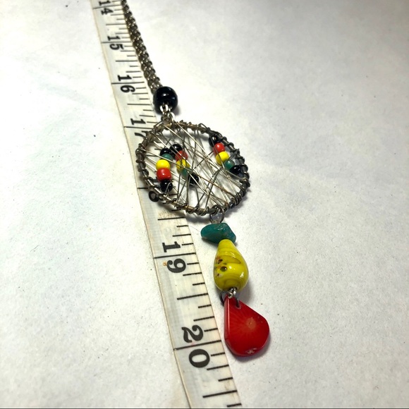 Rasta red, gold, green dangle necklace - Picture 4 of 6